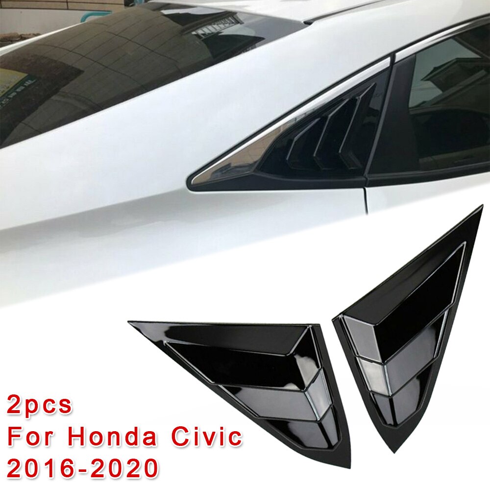 Louver Decoration Trim Rear Side For Honda Civic -20 ABS Plastic Quarter Window