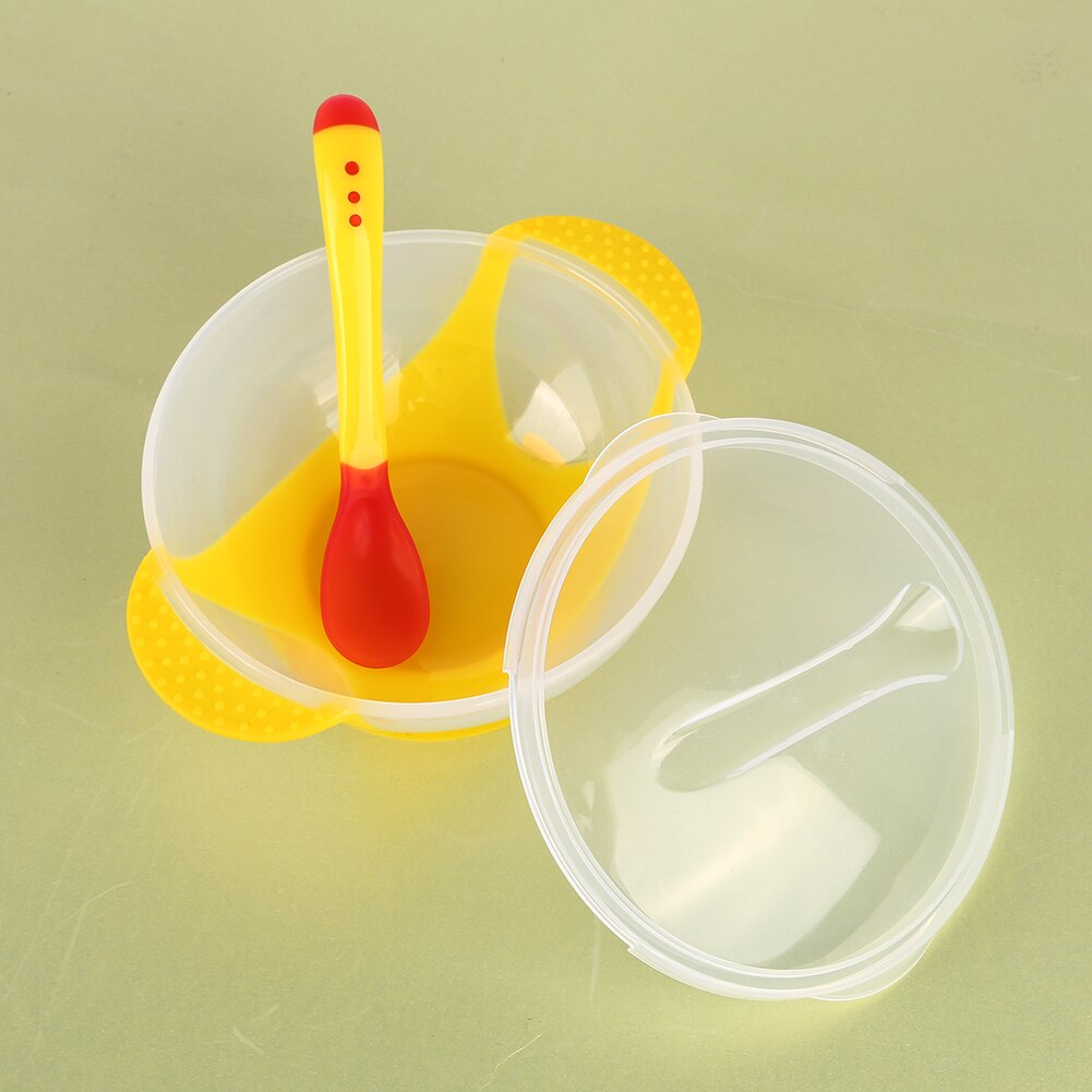 Baby Tableware Dinnerware Suction Bowl with Temperature Sensing Spoon baby food toddler boy girl dinner Feeding Bowls dishes