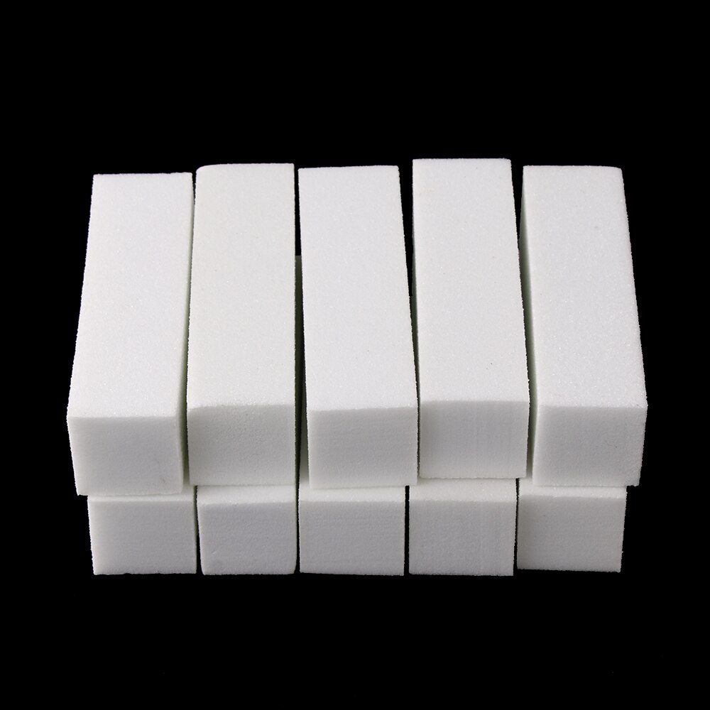 10Pcs White Nail File Block Nail Polijstmachine Schuren Nail Buffer Polijsten Blokken Manicure Gereedschap Nail Art Accessoires Trimmen Kit