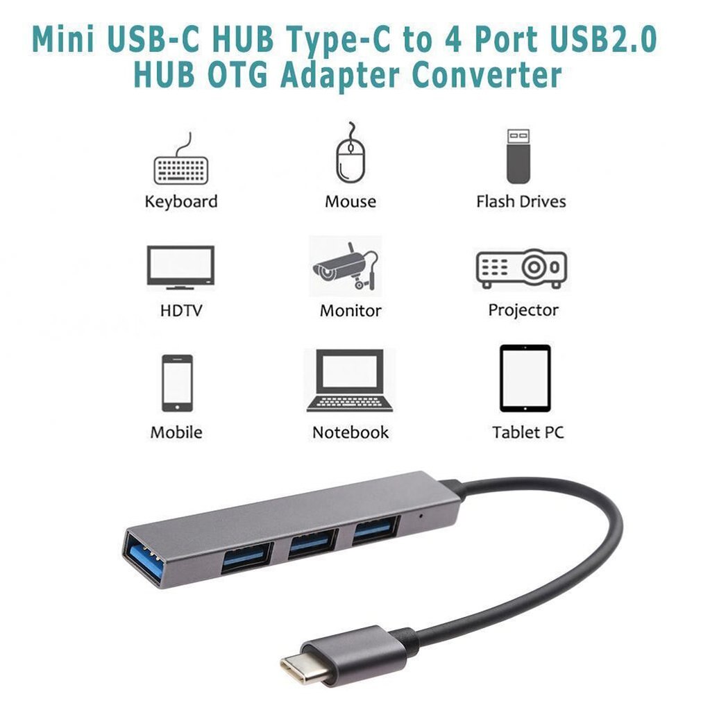 Usb Type-C Adapter 4 In 1 Converter Splitter Multifunctionele Usb 3.1 Hub Elektronica Accessoires