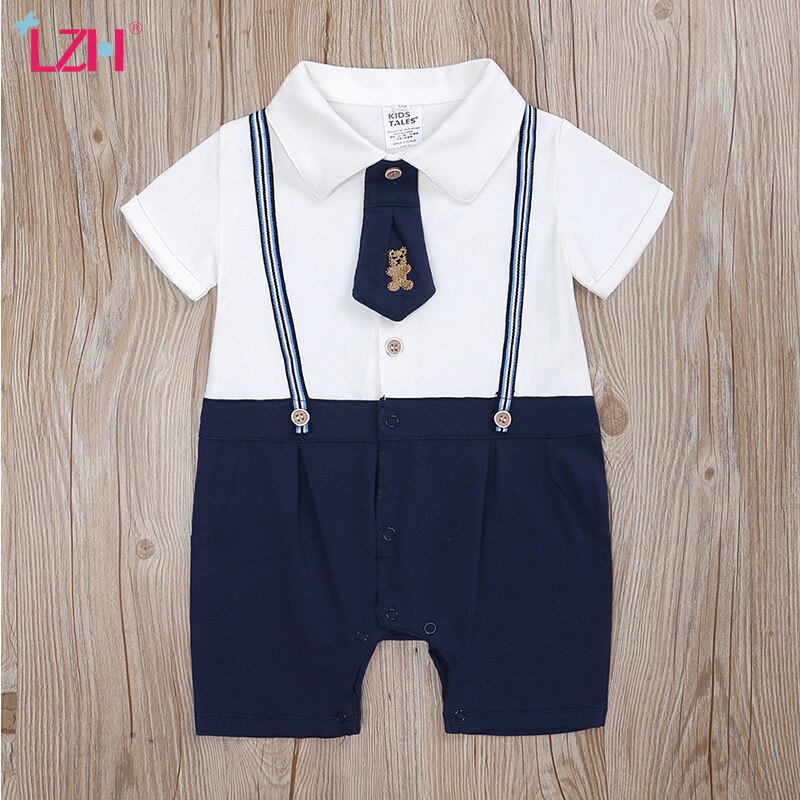 Lzh Zomer Korte Mouwen Jumpsuit Voor Kinderen Kleding Jongens Romper Splicing Kinderen Bodysuit Schattige Baby Overalls 0-2 Jaar