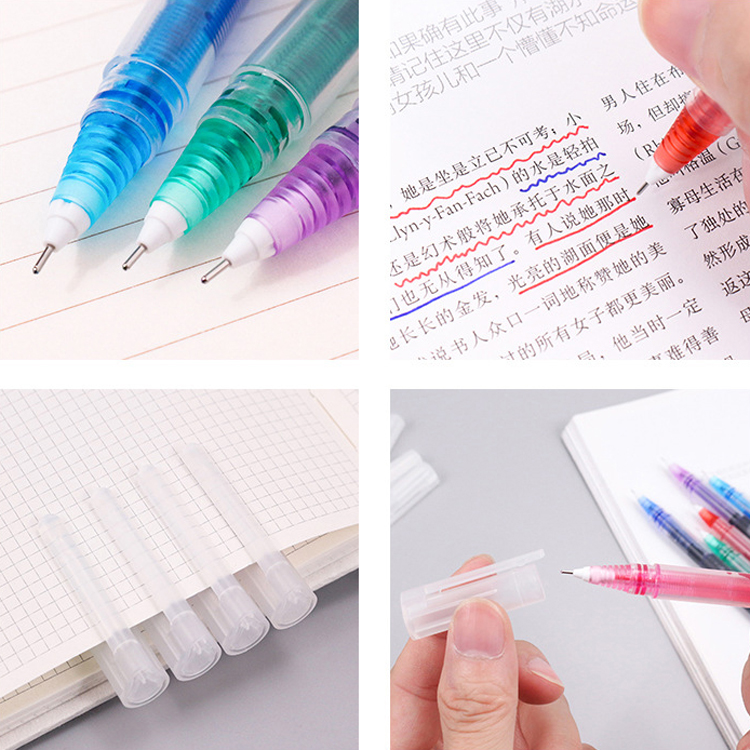 7 pcs/lot Colourful Straight Liquid Gel Pen Artistic Font Neuter Art Marker Pens School Office Stationery Supplies