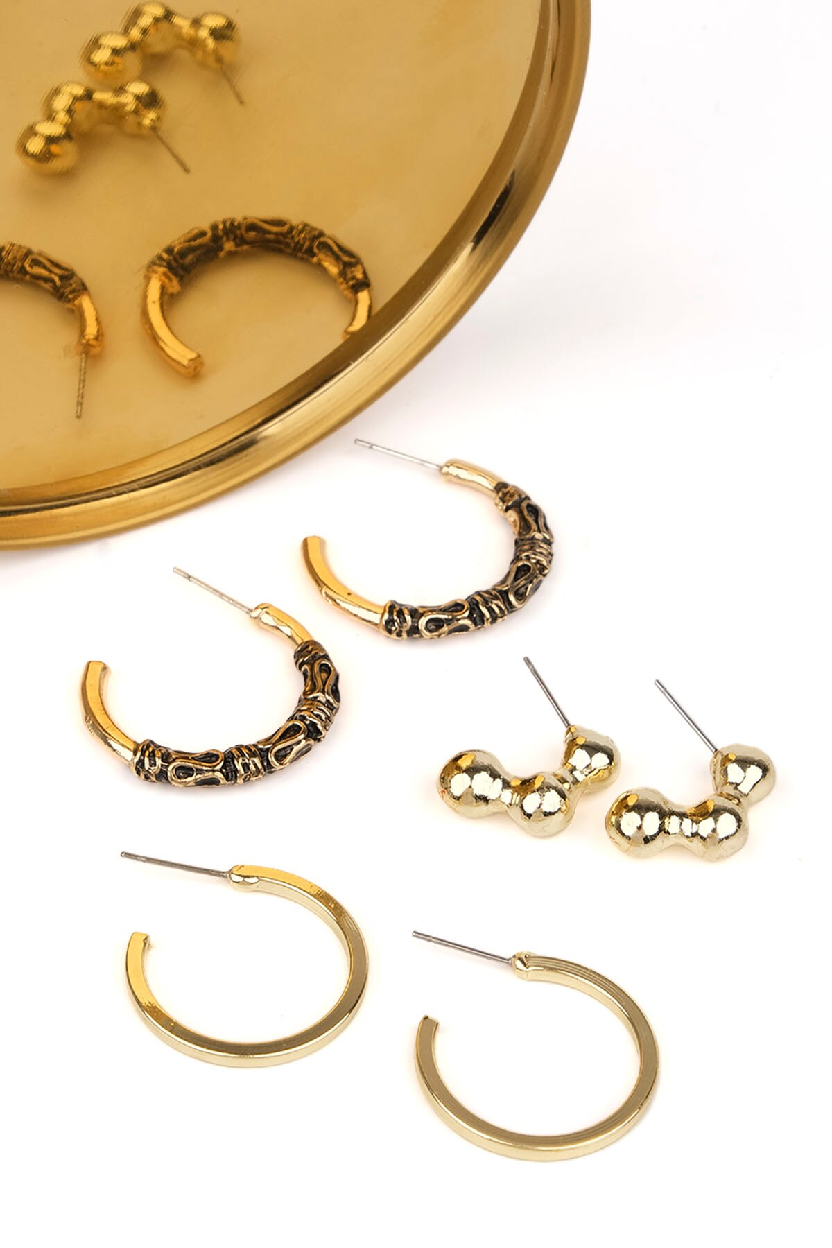 Marjin Für Frau Ohrring Runde essen Gold Farbige verdreifachen Jelewery Mädchen Geburtstag Party