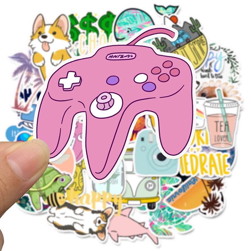 Cartoon Laptop Stickers 50 PCS Simple Cute Tablet Decals For Children Toy Sticker To DIY Laptop Bicycle Helmet Car Decals
