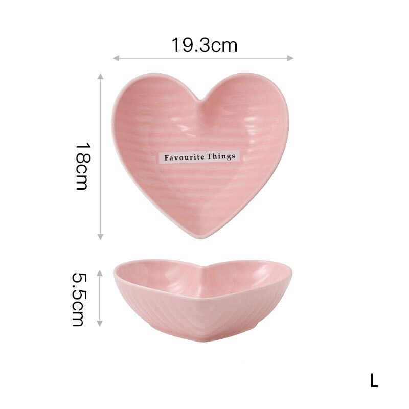 Jo life hjerteform skål valentinsdag romantisk keramisk dessert salat fad køkken ovn bordservice kage mad skål: Lyserød l