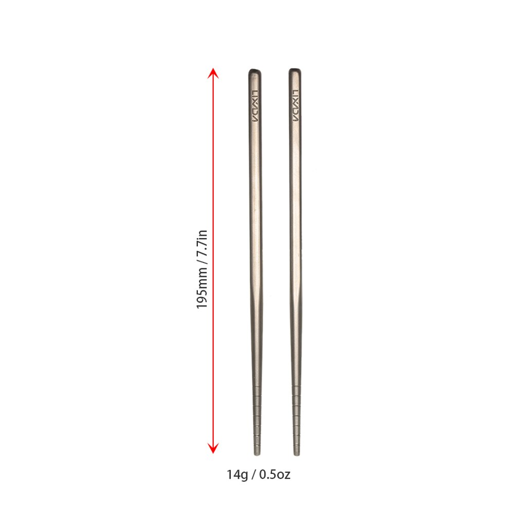 Lixada-palillos de titanio para exteriores, antideslizantes, Chino, palillos chinos reutilizables, 1 par: 195mm Chopsticks