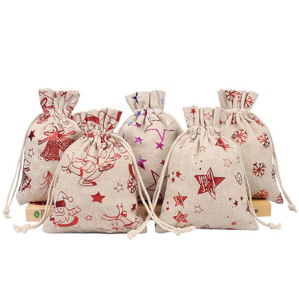 Christmas Pattern Candy Bag 1-24 Advent Bundle Calendar Countdown Jute Bag Candy Storage Pouch DIY Christmas Advent Calendar Bag
