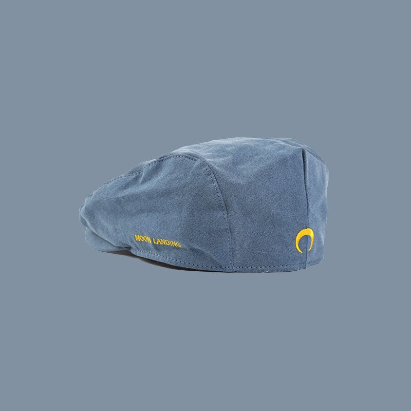 Vrouwen Hoeden Herfst Winter Retro Maan Geborduurde Forward Cap Meisje Niche Wilde Baretten Koreaanse Versie Van Reverse Caps Detective Hoed: Blauw