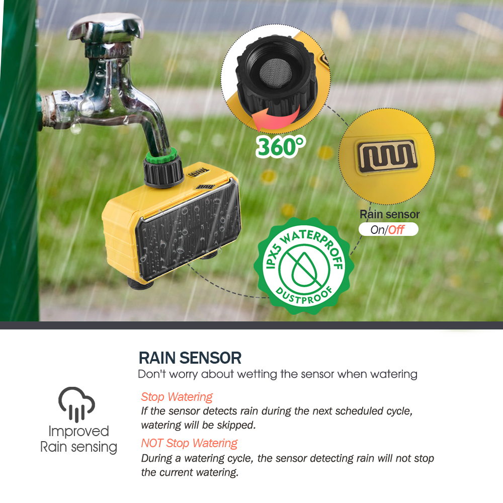 Solar Digital Tuin Timer 2-Way Outlet Usb & Solar Opladen Programmeerbare Slang Timer Buiten Irrigatie Controller Lcd Waterdicht
