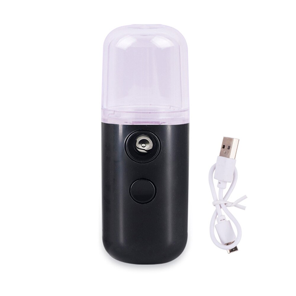 Vaporizador Facial portátil, pulverizador recargable, Humidificador Nano, instrumento hidratante, máquina de pulverización, desinfección, cuidado Facial: Black