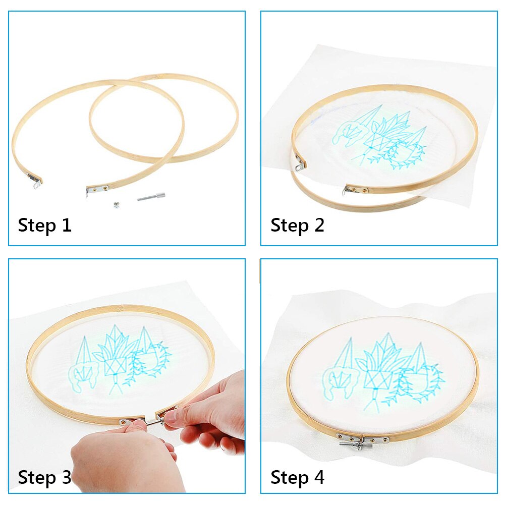 Embroidery Kit Beginner DIY Stampe Starter Plants Pattern Cloth Color Threads Tools Craft Round Cross Stitch Sewing Craft Kit