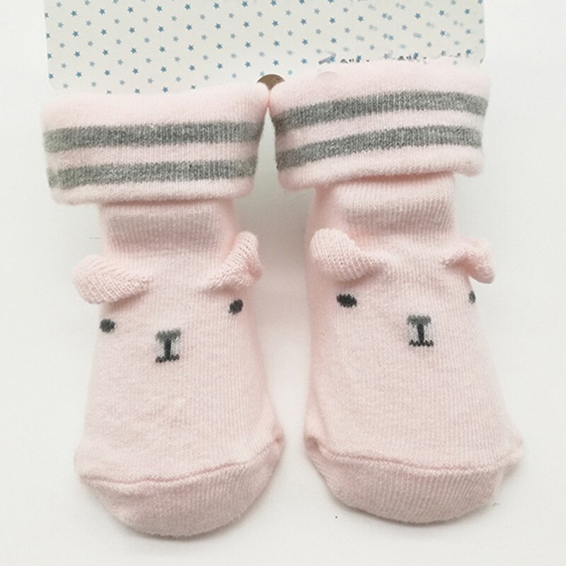 Cotton Cute Newborn Baby Socks Baby Girls Boys Anti-Slip Sock Warm Autumn Winter Infant Soft Socks Toddler Born Floor Sock: pink