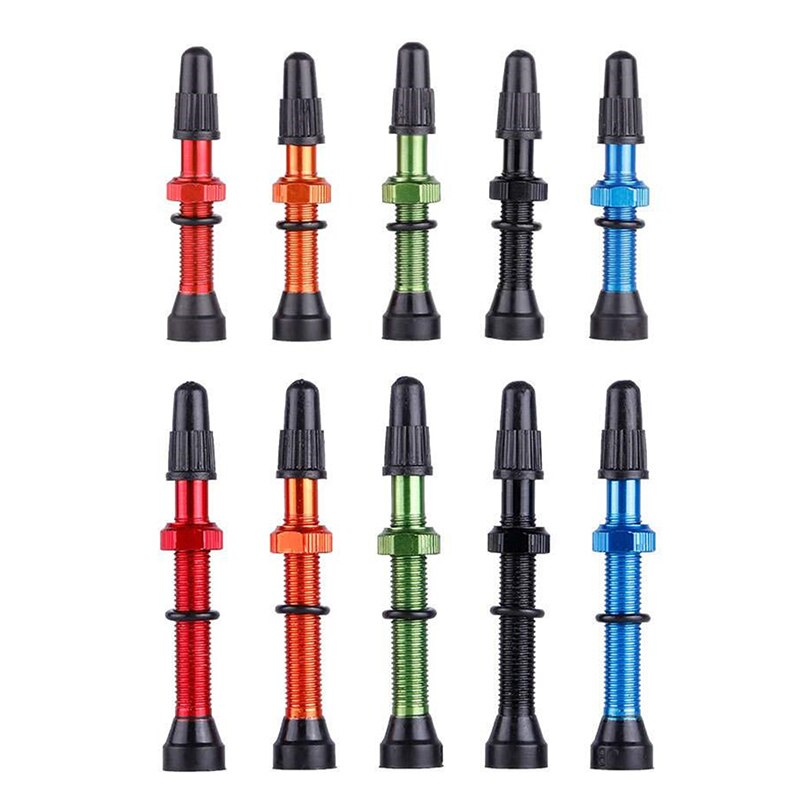 1 Paar Fiets Mountain 48/60Mm Valve Voor Road Tubeless Velg Legering Of Messing Stem Messing Kern W/ Cap & Tool