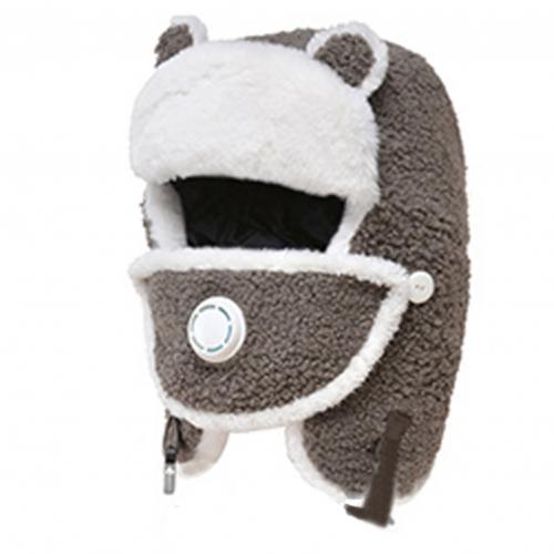 Winter Ear Protective ladies hats Lei Feng hats children's thickened warm ear caps trend wild women and children hats: Dark Beige