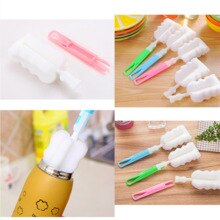 360 Degree Sponge Cleaner With Brush Newborn Baby Bottle Sponge Long Handle