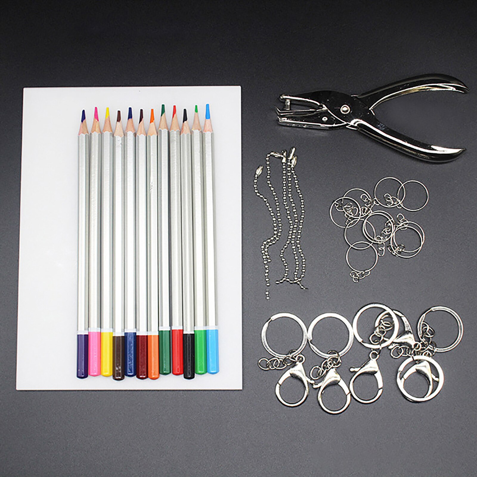 1 Set Shrinky Art Paper Heat Shrink Sheet Plastic Kit Hole Punch Keychains Pencils DIY Color Lead Manual Heat Shrink Film Tool: Type L