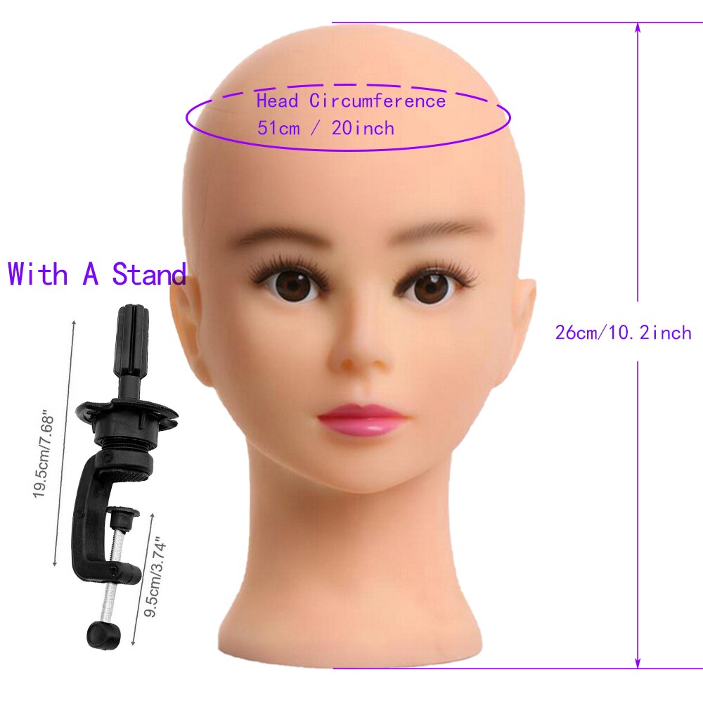 Bald Mannequin Head Stand Soft PC Really 3D eyes manikin head Wig holder for Wigs Display Hat Display Glasses Display: D1