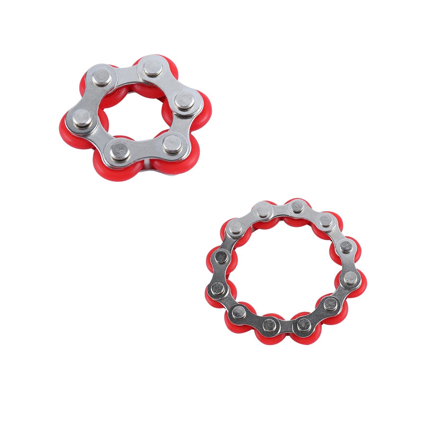 2PC 6/12 nodi nuovi portachiavi catena Fidget giocattoli per ansia catena antistress catena per bicicletta in acciaio inossidabile fibbia portachiavi giocattolo dito: E