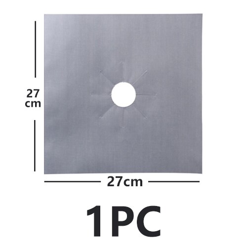 1/2 / 4PCS Reusable PTFE Range Hood Stove Burner Pad Temperature Anti-fouling Anti-oil Pad Lining Plate Cleaning Kitchen Tool: Silver 1pc