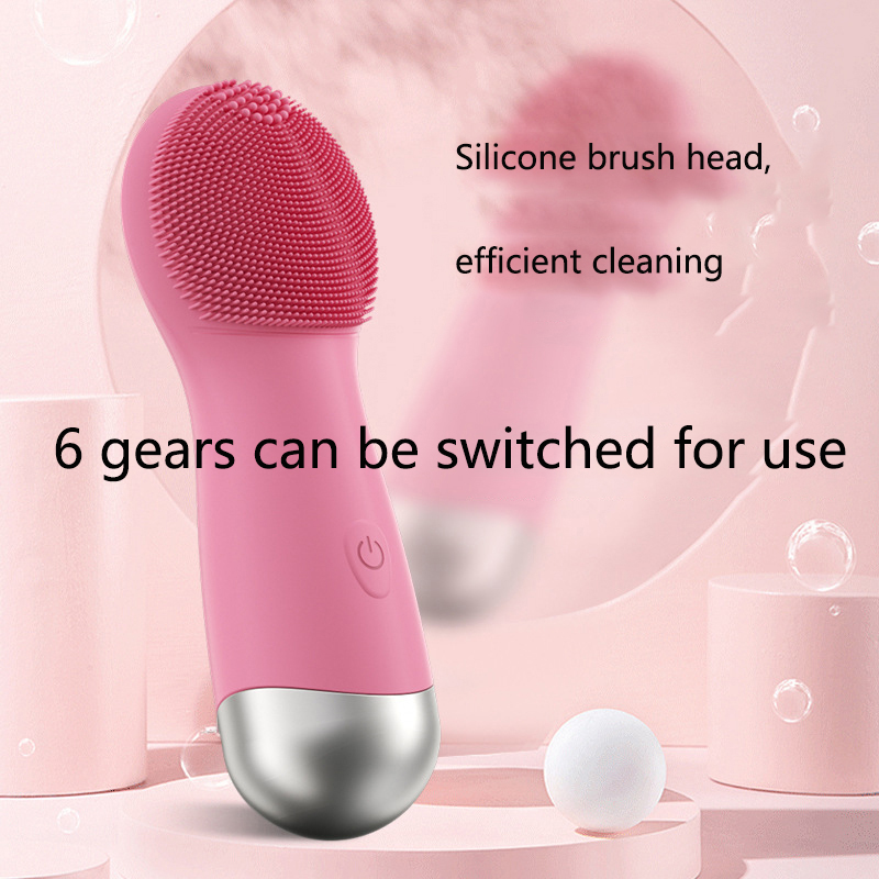 Electric Facial Cleaning Instrument Pore Cleansing Sonic Vibration Massage Silicone Brush Head Face Clean Device IPX7 Waterproof