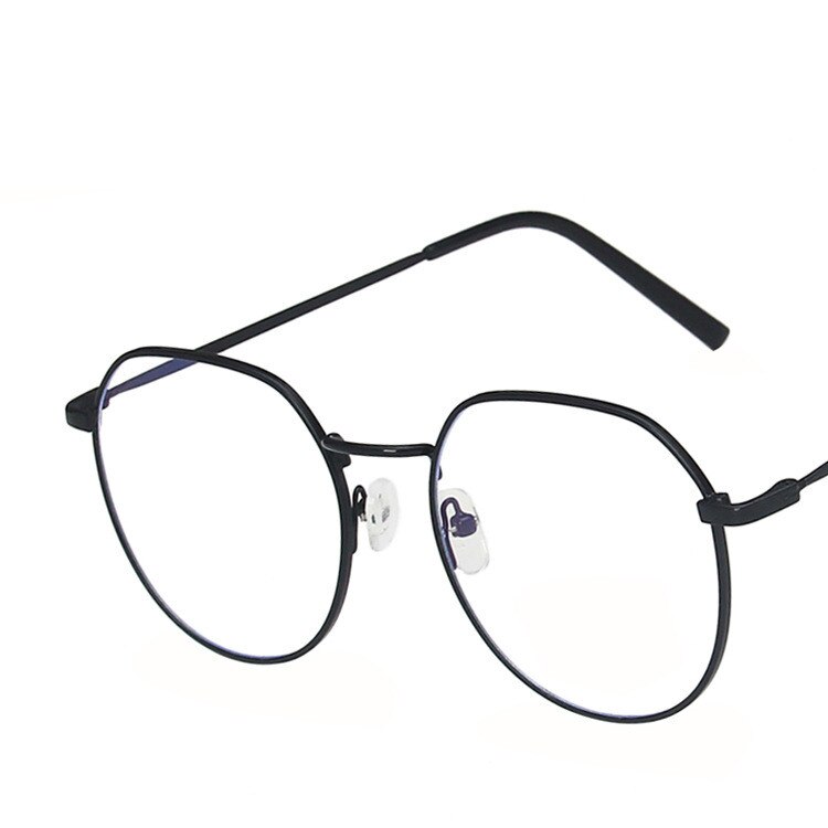 Brilmonturen Anti Blauw Licht Bril Metalen Brillen Frame Computer Bril Vrouwen Ronde Clear Lens Bril: Black