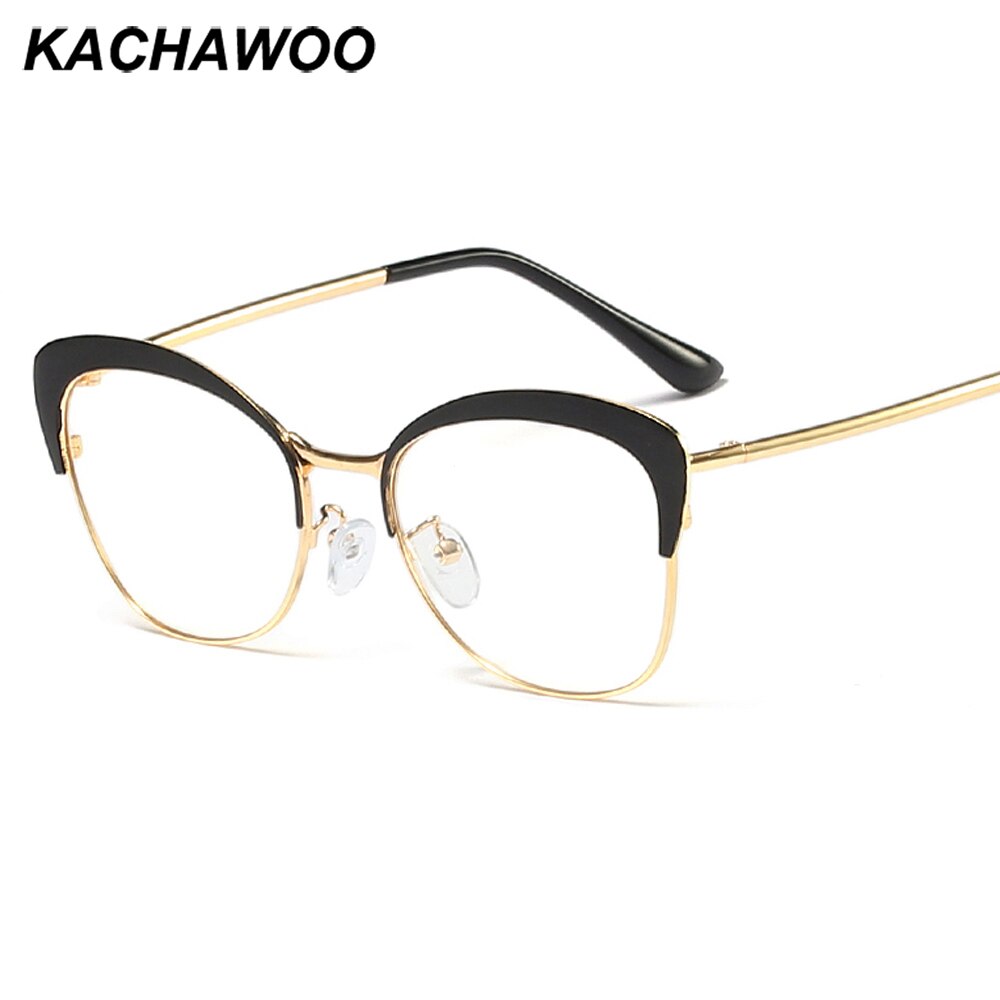 Kachawoo heldere lenzen kattenoog brilmonturen dames roze metaal goud sterkte bril bijziendheid retro stijl dames