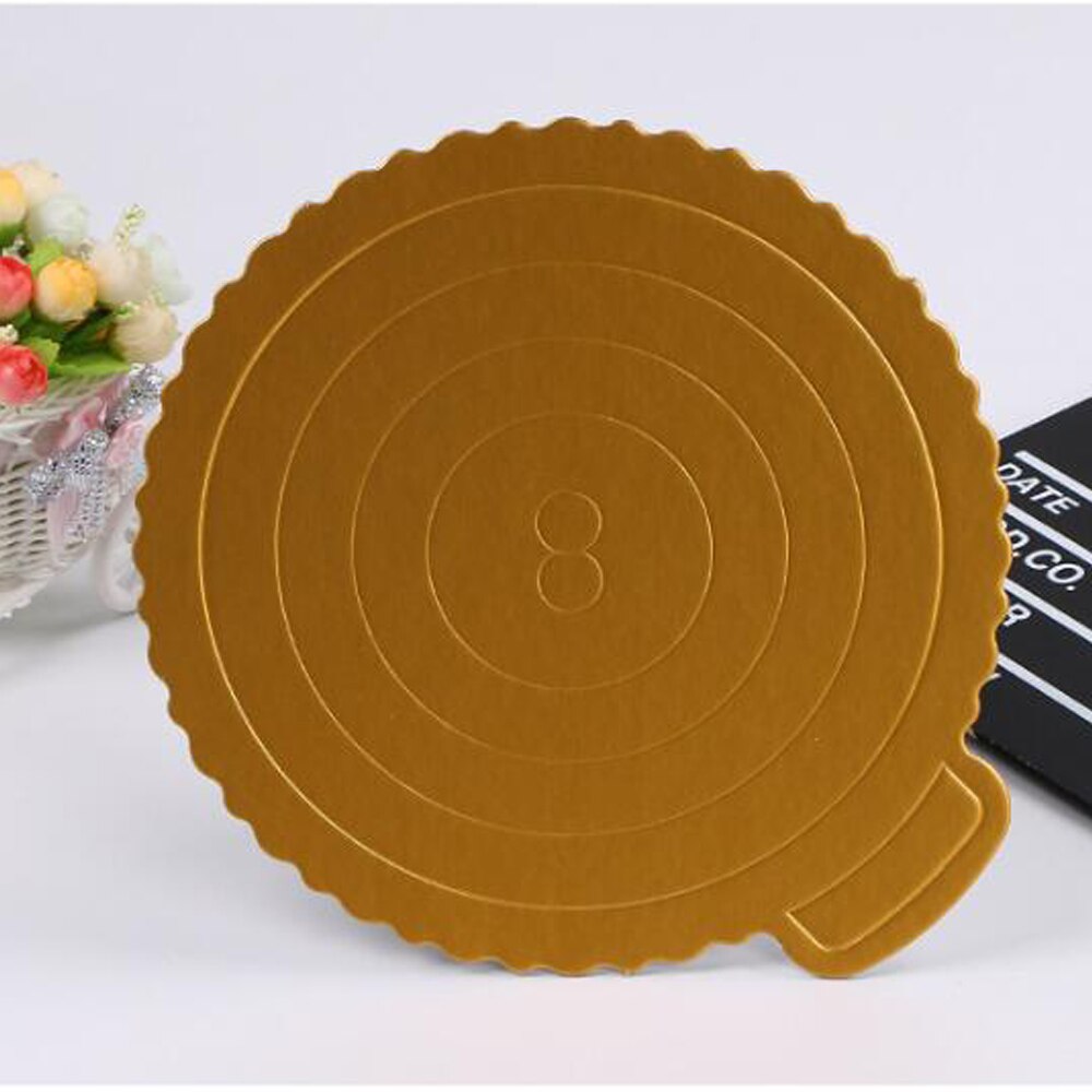 20PCS Round/Square Mousse Cake Boards/Mat Food Grade Paper Kitchen Baking Accessories Gold Year Wedding Cake Displays Tray