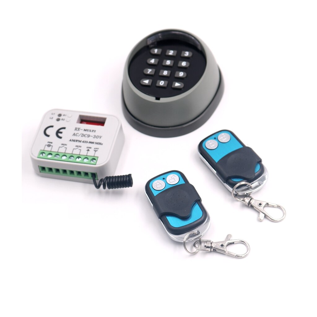 433.92mhz 2Channel Wireless Remote Keypad Password Relay Switch for Gate Door Access Control HCS101 Standard Door Gate Opener: Black With Remote