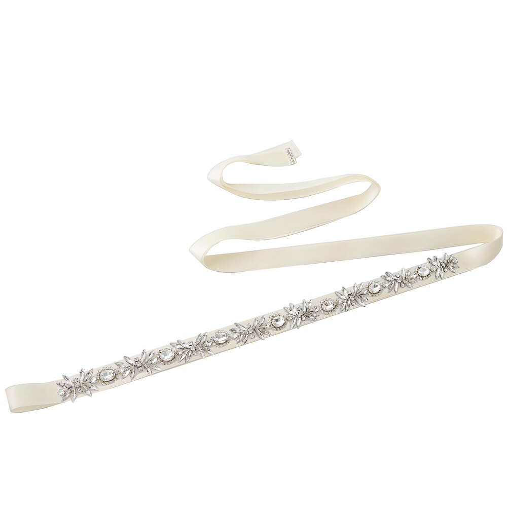TRiXY S292 Sparkly Rhinestone Belt Wedding Dress Belt Sliver Crystal Bridal Sash Diamond Bridal Belt For Wedding Dress Accessory: ivory