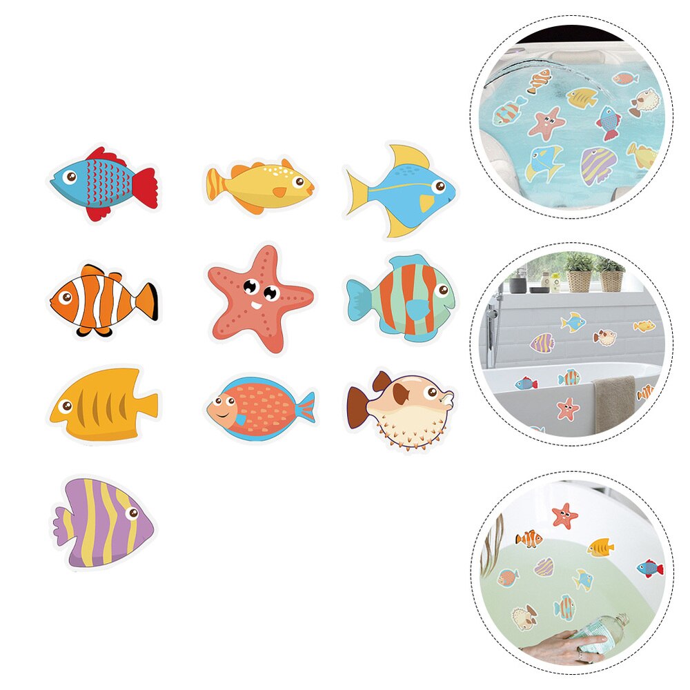 Pegatina de dibujos animados para bañera, decoración de baño, antideslizante, impermeable, 10 Uds.: Colorful-4