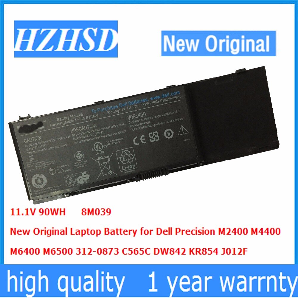 Batería Original para portátil Dell Precision M2400, M4400, M6400, M6500, 11,1-312, C565C, DW842, KR854, J012F, 0873 V, 90Wh/9 celdas