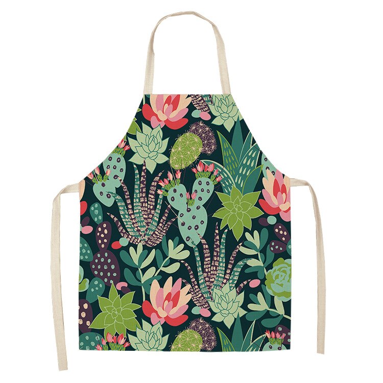 Tablier de cuisine anti-salissure | Imprimé de Cactus, coton et lin, sans manches, hommes et femmes, tabliers de cuisine, Chef accessoires de cuisine 68*55cm 0013: 3