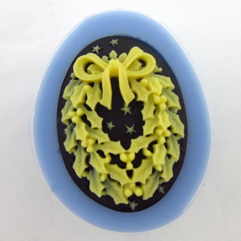 3D Kerstkrans Siliconen Zeep Mal Maken Voor Diy Fondant Cake Craft Handgemaakte Zeep Craft Mallen Resin Mold Zeep Vorm