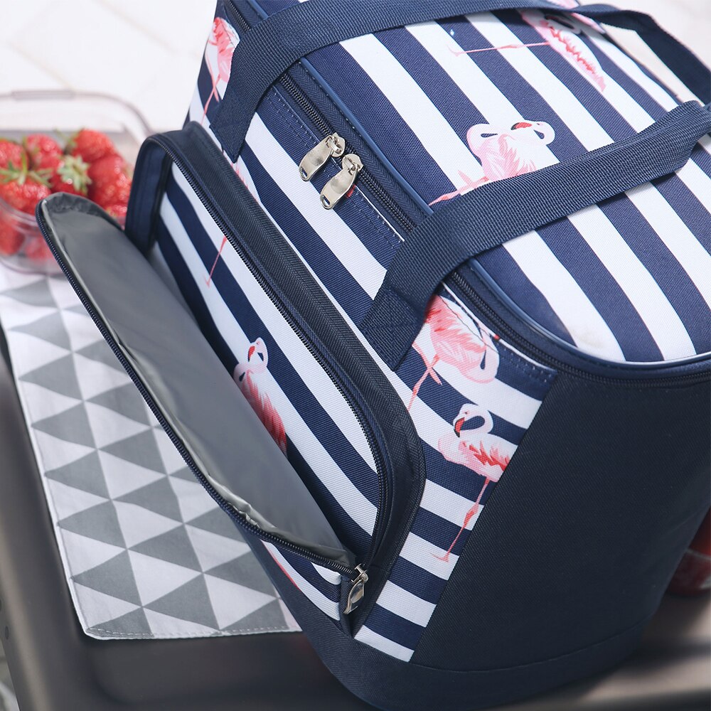 SANNE 20L Flamingo Verdicken Faltbare Frische Isolierte Kühltasche Thermische Wasserdichte Polyester Eis Tasche Isolierte Kühltasche