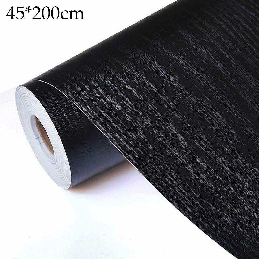 Black Sticker In Wall Pure Black Self-Adhesive Wall Stickers Wood Grain ... – Grandado