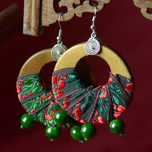 16Design deNew embroidery Ethnic fabric earrings ,Big brand handmade Chinese wind traditional vinatge classical dangle earrings: Embroidery A