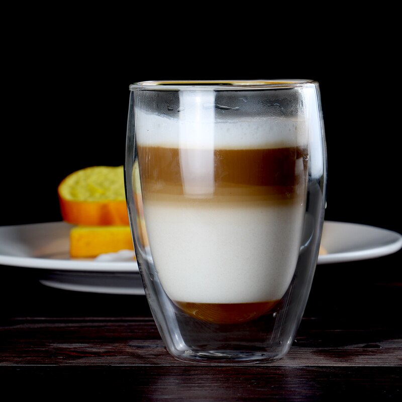 Set  of 2 st 11.9 ounce värmebeständigt dubbelväggigt kaffeglas handgjort två lager dof glas 350ml