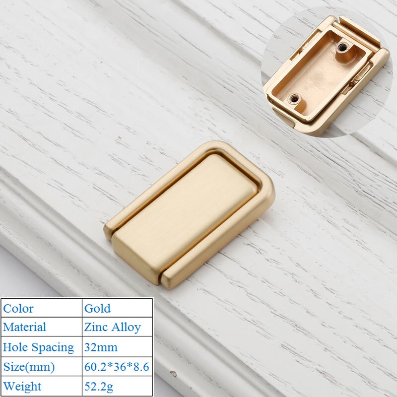 Modern Simple Drawer Wardrobe Door Handle Simple European Concealed Cabinet Door Handle Furniture Hardware Drawer Flush Knobs: Gold 6287-32mm