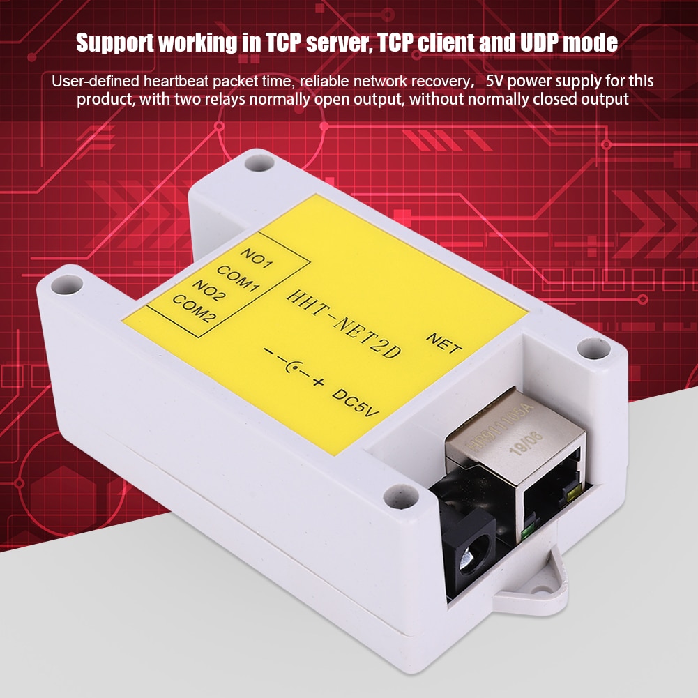 2- kanals  dc5v industriell ethernet ip nettverksrelémodul fjernkontrollenhet ethernet til  rs485 fjernkontroll hht-nett 2d