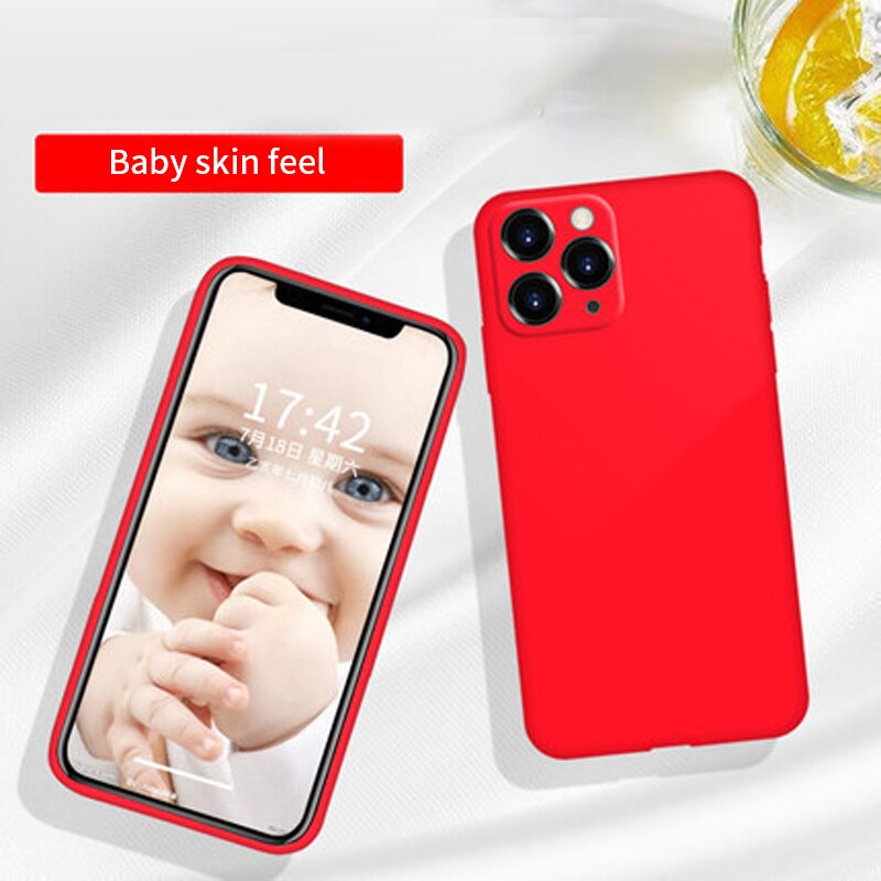 Mobile phone case fine hole full coverage camera liquid silica gel is suitable falling protection cover: red