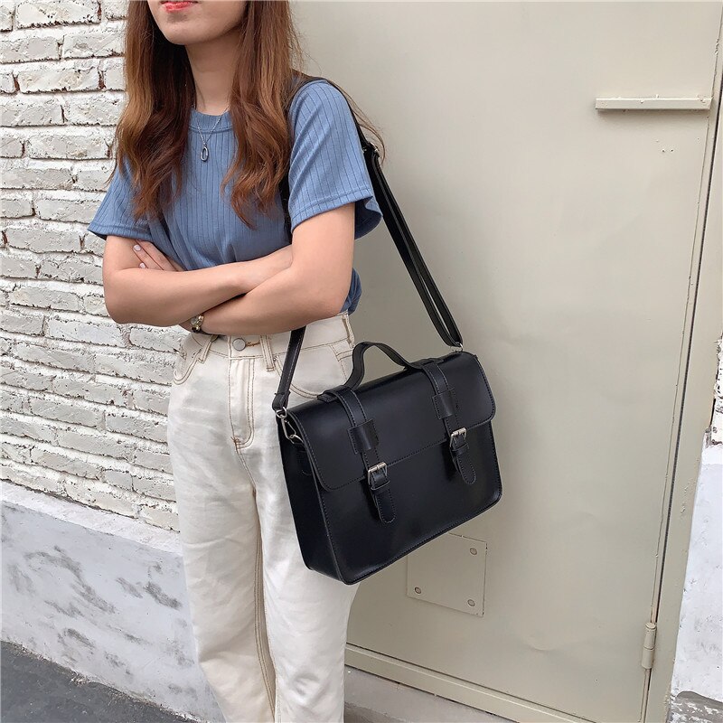 Luxe Vintage Jk Uniform Vrouwen Lederen Rugzak Vrouwelijke Grote Capaciteit Aktetas Hard Schoudertassen Messenger Bag Grote Tote