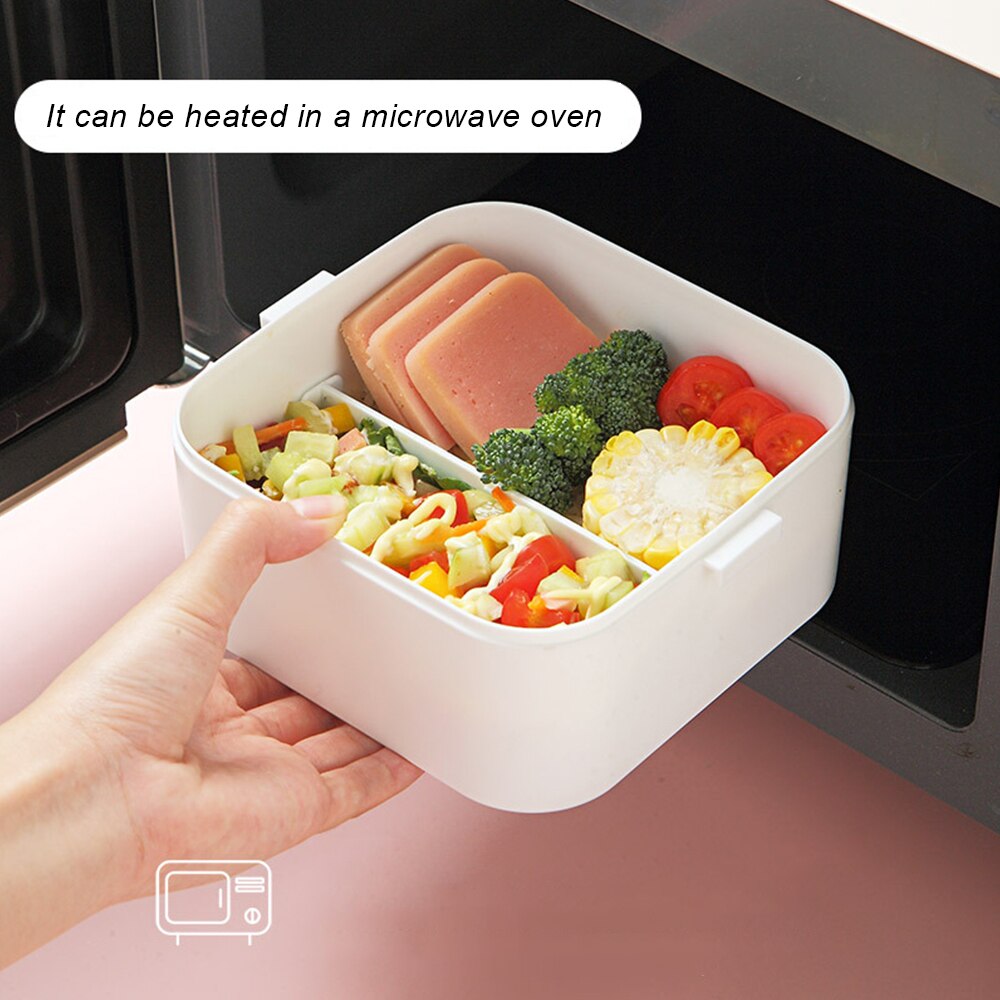 500-1100ml Portable 2 Layer Healthy Lunch Box Food Container Microwave Oven Lunch Bento Boxes With Cutlery