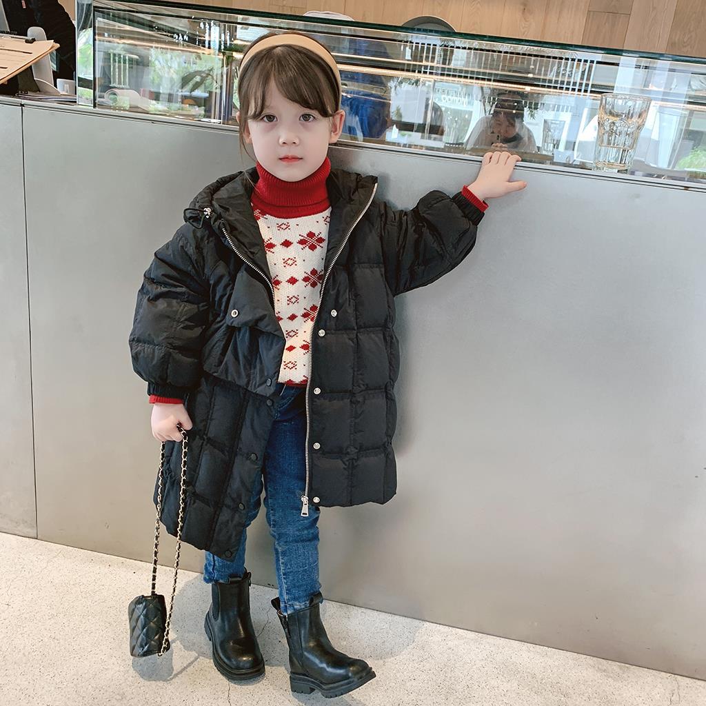Kore – manteaux mi-longs pour enfants, veste épaisse à la , manteau à capuche, combinaison de neige en coton pour adolescentes,