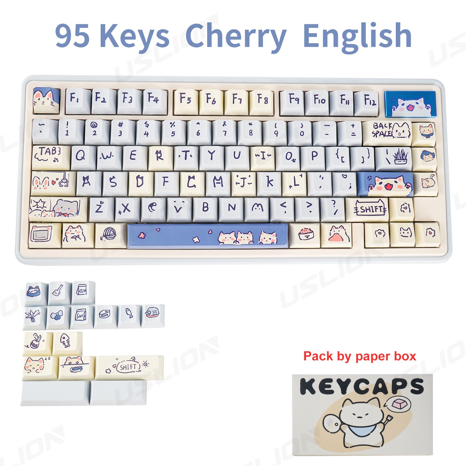 95 Keys Cherry Profile PBT Keycaps Love Letter Theme Key Caps for Gaming Mechanical Keyboard 61/64/68/75Keys AULA F75 Key Caps ﻿: BROWN