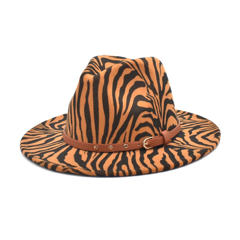Fuodrao herfst winter fedora's dames wollen hoeden print jazz hoed heren brede rand gentleman cowboy pet  bm16