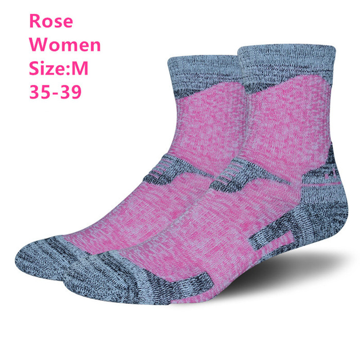 Chaussettes de ski en plein air chaussettes de randonnée automne et hiver chaussettes de sport épaisses en cours d'exécution: Women Rose M