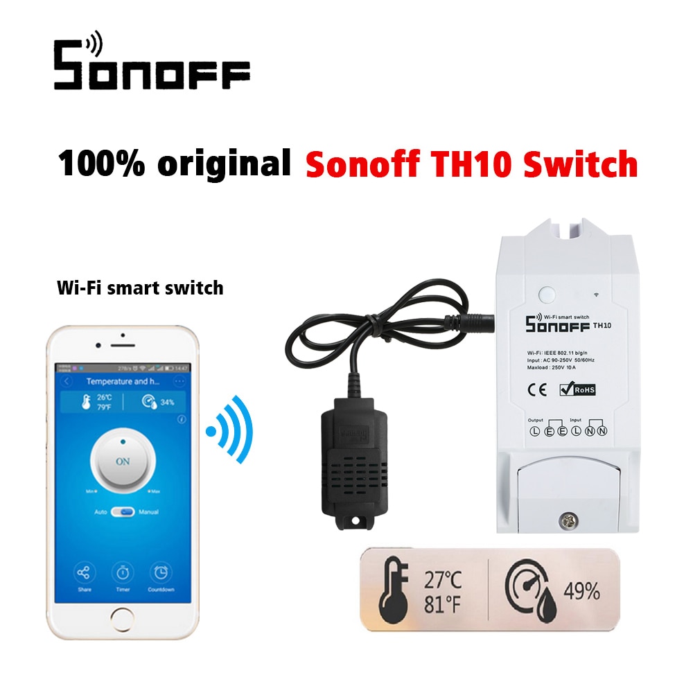 Sonoff TH16 TH10 Smart Wifi Schakelaar Monitoring Temperatuur Vochtigheid Smart Switch Domotica Kit Werkt Voor Alexa Google Thuis