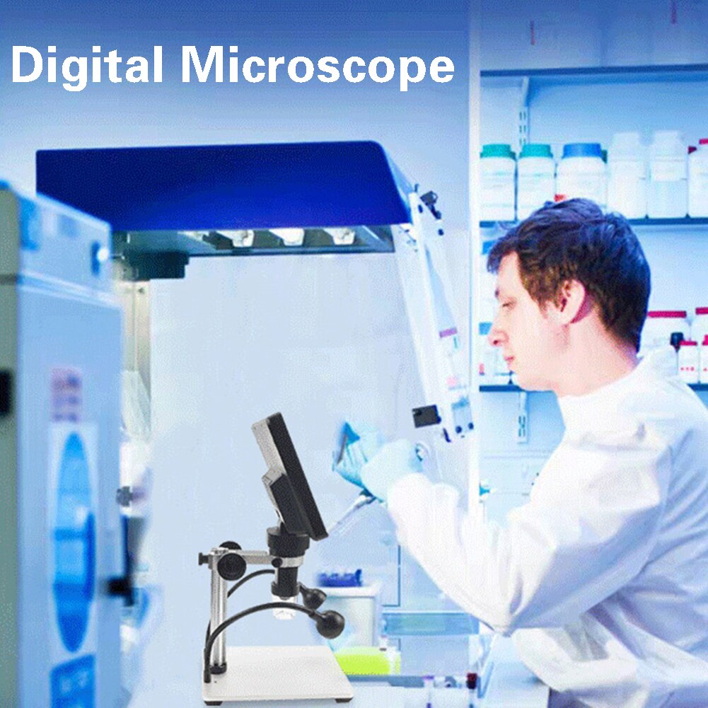 1600X DM9 Digitale Microscoop 7 Inch Verstelbare Display 1080P Full Hd Camera Usb Digitale Microscoop Met 8 Dimbare Led lichten
