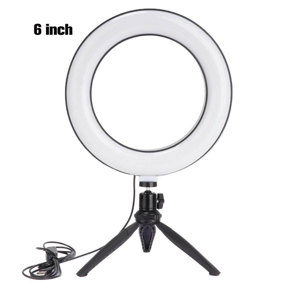 Fotopal 6/10 inch Dimmable Cold Warm 3 Colors LED Studio Camera Ring Light Makeup Lamp Photo Phone Video Light Lamp With Tripods: 6 tripod