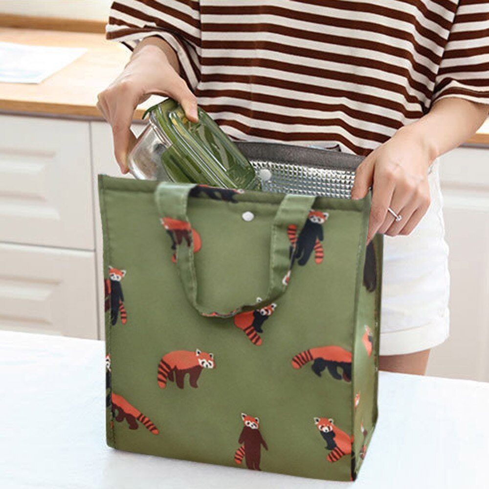 Mittagessen Tasche für Frauen Blume Print Lebensmittel Tasche Lunch Box Taschen Tragbare Isoliert Picknick Tote Kühler